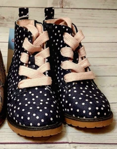 Cat & Jack Floral Combat Boots, Spring Flowers, Polka dot Size 10 Toddler - Picture 1 of 10