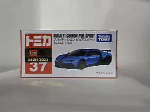 TOMICA #37 BUGATTI CHIRON PUR SPORT BLU SCALA 1/63 NUOVO IN SCATOLA - Foto 1 di 1