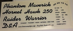Zestaw etykiet renowacyjnych do wzmacniaczy liniowych D&A Maverick, Phantom, Warrior i innych - Zdjęcie 1 z 1