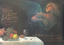 Original Vintage Poster Babette's Feast 1987 Film Polish Movie Food Surreal Art