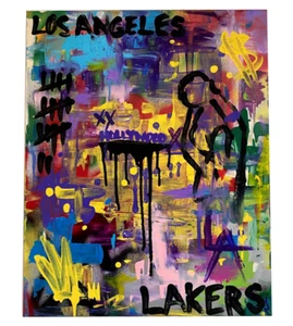Los Angeles Lakers Pop Art LA Hollywood Artwork Basketball Kobe Bryant Painting - Picture 1 of 8