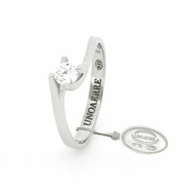 UNOAERRE Anello solitario in argento con pietra zirconia cubica bianca 4 mm t 13 - Immagine 1 di 2