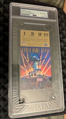 Troy Aikman Autograph Signed 1993 Super Bowl XXVII Ticket Stub PSA/DNA - Image 1 of 2