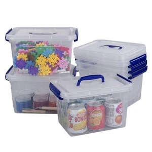 Plastic Small Handle Storage Box, 6 Quart Clear Plastic Bins, 6 Pack - Picture 1 of 7
