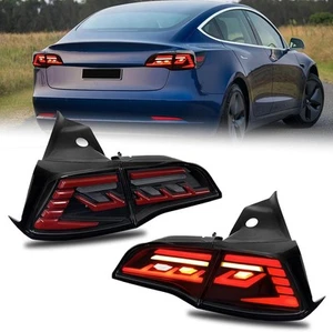 Rowxroad LED Smoked Tail Lights Assembly For 2017-2022 Tesla Model-3 / Model-Y - Picture 1 of 16