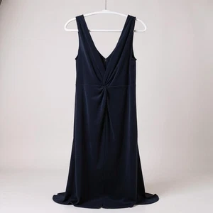 Calvin Klein Womens Navy Blue Formal Maxi Dress Size 14 With V-Neck & Draped Wai - Picture 1 of 9