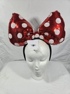 Disney Parks Minnie Mouse große rote Schleife Pailletten gepunktet Stirnband - Bild 1 von 2