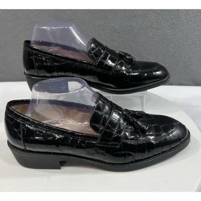 Mocasines de cuero vintage Hunt Club sin usar, en caja CrocPatent borla Italia para mujer talla 10 Foto 1 de 4