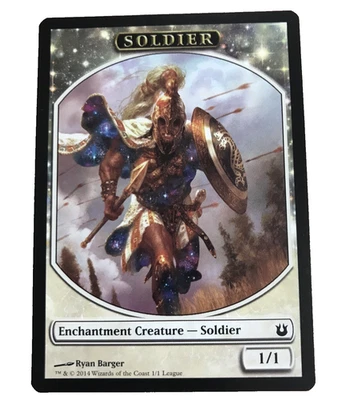 Soldier Token - Born of the Gods League Promo 2014 - Near Mint - EXTREMELY RARE - Image 1 of 4