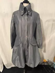 DUE PER DUE SLATE SILVER GRAY BUBBLE COLLARED DRESS COAT SIZE MEDIUM LINED - Picture 1 of 9