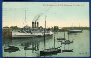 CPR Canadian Pacific Railroad steamers Victoria British Columbia BC old postcard - Picture 1 of 2