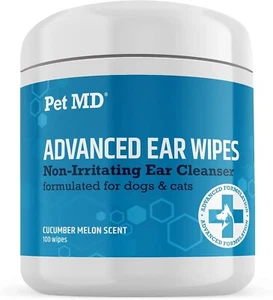 Pet MD Ear Cleaner Wipes for Cats & Dogs – 100 Count - Picture 1 of 4