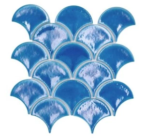 Cerámica Azulejos de Mosaico Compartimentos Fischschuppen Azul Oscuro Uni Hielo - Imagen 1 de 7