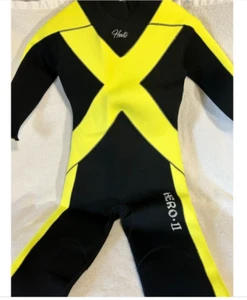 NWT Hevto Hero II Wetsuit Kids 3/2mm Neoprene Wet Suit Size 12 black and yellow - Picture 1 of 7