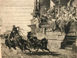 Orig. 19thC Chariot Race in the Circus Maximus Engraving after A. Wagner /Gebbie - Picture 1 of 12
