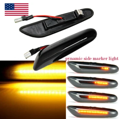 2x Dynamic Sequential LED Side Marker signal Lights For BMW E90 E60 E92 E91 AS - Image 1 of 4