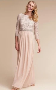 BHLDN Giada Dress Gown by Aidan Mattox Size 6 Champagne $450 - Picture 1 of 11