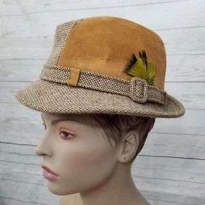 Vintage DOBBS Size 7 1/8 Pace Setter Collection Tweed Brown Suede Fedora Hat - Picture 1 of 11