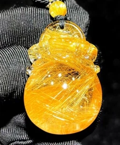 TOP Colgante Cristal Cuarzo Cabello Rutilado Oro Natural Regalo Reiki 35*24*16mm - Imagen 1 de 6