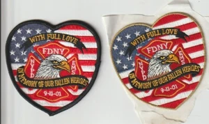 Departamento de Bomberos de Nueva York Par de parches In Memory of Fallen Heroes enviados desde Australia - Imagen 1 de 1