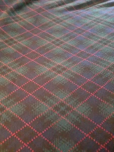 PLAID/TARTAN FABRIC GREEN & RED - 68" x 72" ~Possible Kilt Material? Heavy. - Picture 1 of 4