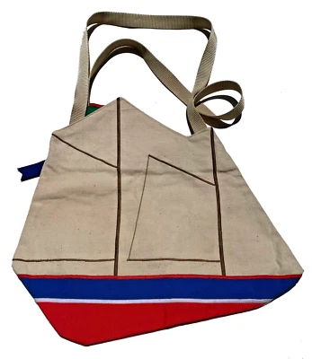 Bolso de mano vintage años 80 para mujer de lona velero - yate de verano Foto 1 de 3