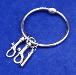 Emergency Whistle Keychain Ring Personal Security Alarm Silver Tone - Picture 1 of 3