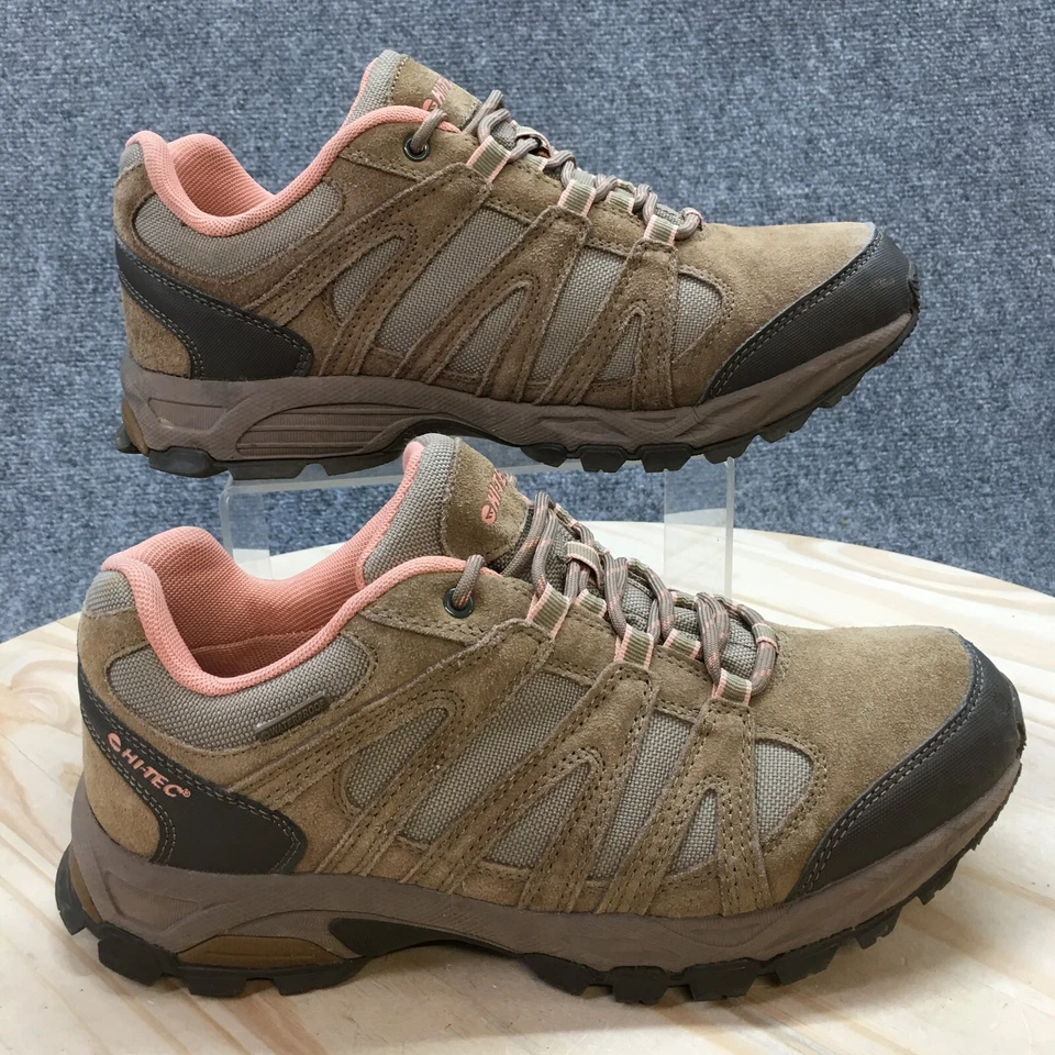 Zapatos Hi Tec para Mujer 10 Altos Exterior Caminar Tenis Marrón Melocotón Cuero Con Cordones Foto 1 de 4