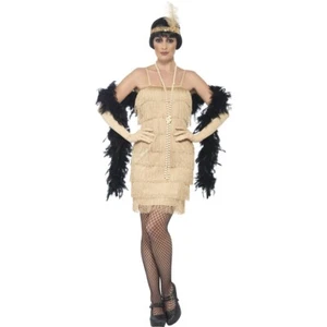 Goldenes Flapper Dress Charleston Kleid M 38- 40 20er Jahre Kostüm Gatsby - Bild 1 von 3