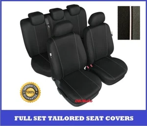Juego completo de fundas de asiento de tela negra a medida para Skoda Octavia Mk2 2004-2013 - Imagen 1 de 9