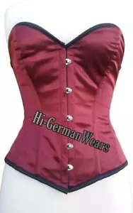 Satin Vollbrustkorsett Schnürkorsett Korsett Mieder kastanienbraun Corsage Hi-93 - Bild 1 von 4