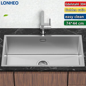 Lavello cucina incasso XL acciaio inox 74x44CM con scarico - Foto 1 di 25
