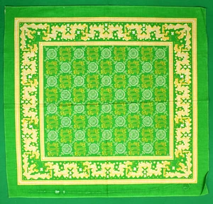 "Limettengrün mit gelbem Leinen Aztekenmuster Bandana Schal Taschentuch" - Bild 1 von 5