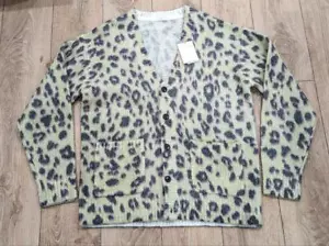 $1295 Mens Dries Van Noten Mounia Leopard Alpaca/Merino Cardigan Sweater Large - Picture 1 of 7