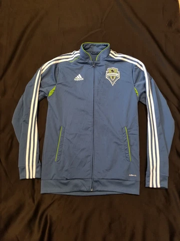 VTG ADIDAS Climalite SEATTLE SOUNDERS FC Training Zip Track Jacket Jersey Medium Cover