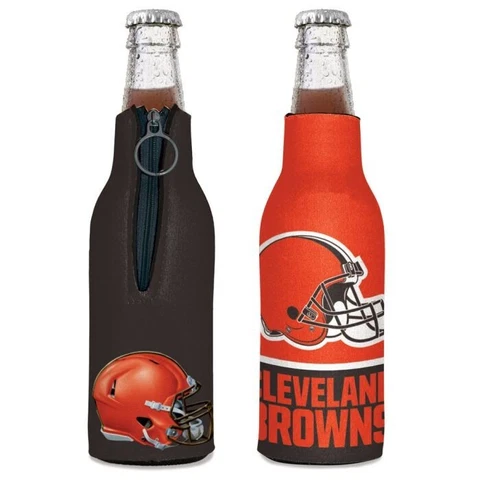 CLEVELAND BROWNS BOTTLE HOLDER COOZIE KOOZIE COOLER WITH ZIPPER NFL LICENSED Cover