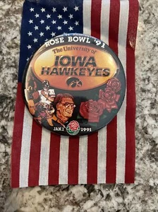 TOLLE IOWA HAWKEYES FOOTBALL PINBACK BUTTON 1991 ROSE BOWL vs. Washington  - Bild 1 von 1