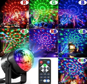 Disco Ball Party Light RGB Stage Lighting Strobe LED DJ Remote Rotating Lamp US - Picture 1 of 10