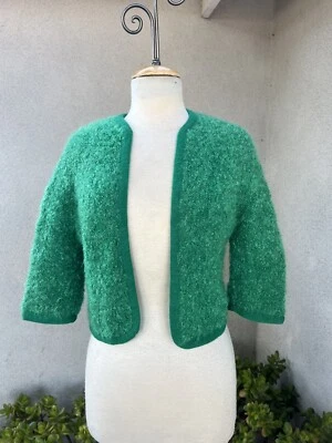 Cárdigan de punto vintage Suéter de los años 60 de Bullock verde esmeralda Talla pequeña Foto 1 de 4