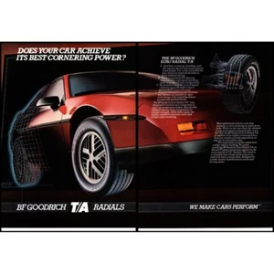 1985 Pontiac Fiero BF Goodrich Tires 2 Page Vintage Print Ad Man Cave Wall Art - Picture 1 of 3