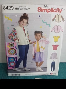8429 Simplicity Sewing Pattern. Childrens bomber jacket, skirt, leggings. Sz 3-6 - Picture 1 of 3