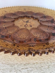 Vintage Amber Serving Platter-Sandwich/Devil Egg-Indiana Glass-Tiara Des-12 Inch - Picture 1 of 4
