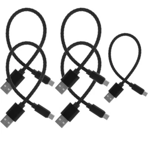 5 Pcs 20cm Micro USB Data Sync and Charging Cable Nylon Braided Fast Charger - Picture 1 of 12
