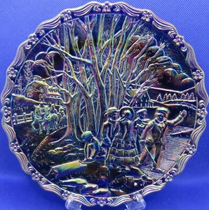 Plato Coleccionistas Pasatiempo Invierno Fenton Vintage Nº 4 vasos de carnaval 1985 bonitos - Imagen 1 de 2