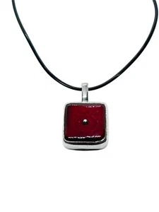 Maria Rozanska Sterling Silver Ceramic Pendant with Cord - Picture 1 of 8