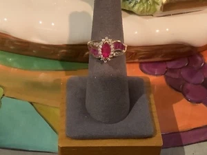 14 Kt Gold Rubin & Diamant Damen Cocktail Ring Größe 6 3/4 - Bild 1 von 3