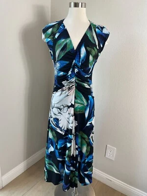 Vestido midi floral pequeño con escote diamante White House Black Market para mujer Foto 1 de 4