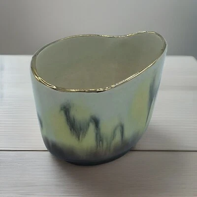 Cuenco de cerámica vintage de Alemania Occidental #111-b excelente estado MCM crema/marrón/negro Foto 1 de 4