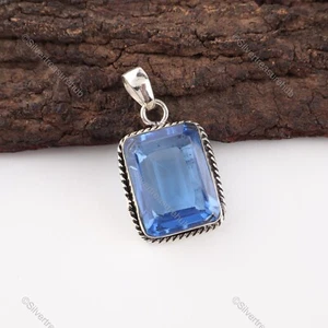 Tanzanite Gemstone 925 Silver Best Sisters Gift Art Deco Wife Pendant Jewelry - Picture 1 of 7