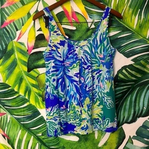 Lilly Pulitzer XS Blue Green Teal Sea Coral Colorful Preppy Summer Tank Top - Picture 1 of 6